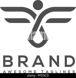 best simple Vector wings logo . Winged logo company and icon wing flying, eagle wing brand and logotype wing bird illustration Stock Vector