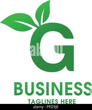 letter G eco logo isolated on white background. Organic bio logo with a leaf of sprout grass for corporate style of company or brand on letter G Stock Vector