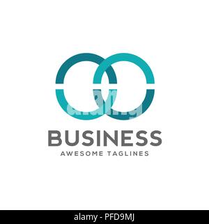 curved shapes connect color logo ,vector logo template for business company,Technology logotype Stock Vector