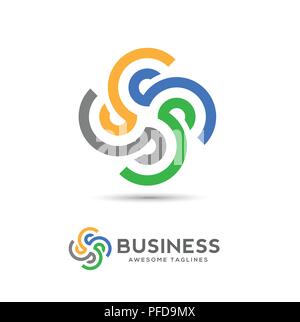 infinity loop logo vector, technology icon, geometric curve continues logo, Company logo, Logo design, Vector logo element,abstract tech logo Stock Vector