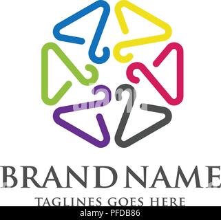 Hanger line circle logo, outline vector sign, linear style pictogram isolated on white. Symbol, logo illustration. Editable stroke Stock Vector
