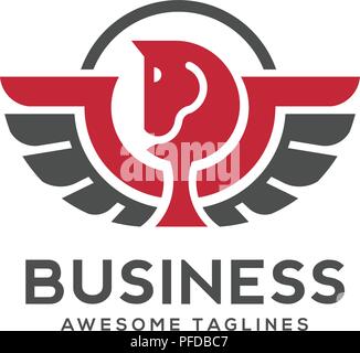 Pegasus logo vector. Stylized winged horse logo vector illustration. Stock Vector