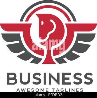 Pegasus logo vector. Stylized winged horse logo vector illustration. Stock Vector