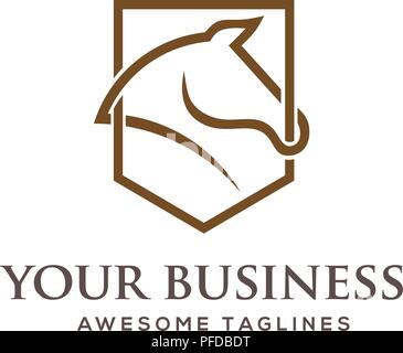 abstract lines Horse head shield logo on White background, Horse head profile graphic logo  Abstract triangle and 3d square vector ate, farm Stock Vector