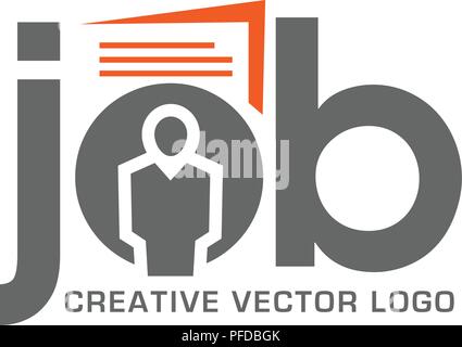 Job search logo for application. Job interview and hunting career and resume job seeker vector illustration Stock Vector