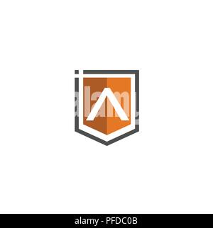 Letter A Shield logo abstract tech style logo, created shield with letter A line elements, shield abstract geometric style Stock Vector