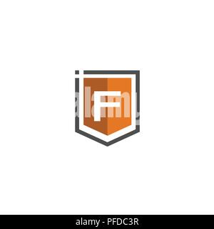 Letter F Shield logo abstract tech style logo, created shield with letter F line elements, shield abstract geometric style Stock Vector
