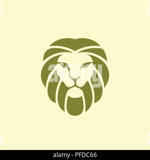 creative simple flat emblem lion king logo vector, Lion logo design template. wildlife or zoo icon. Stock Vector