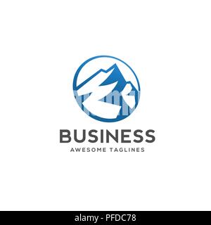 blue Mountain icon Logo Business Template Vector, mountain in circle line logo vector Stock Vector