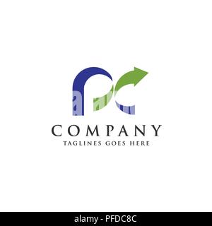 PC letter logo design vector illustration template,P letter logo vector, letter P and C logo vector, creative Letter PC letter logo Stock Vector