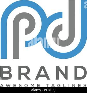 abstract Letter PD logo design template elements. abstract letter PD. Business corporate letter PD logo design vector Stock Vector