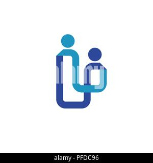 abstract line Family logo concept, simple family icon logo, simple figures dad, mom and child used for family practice, people logo, team, group, frie Stock Vector