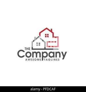 Real estate vector logo, Home with window simple house symbol, realty building logo Stock Vector