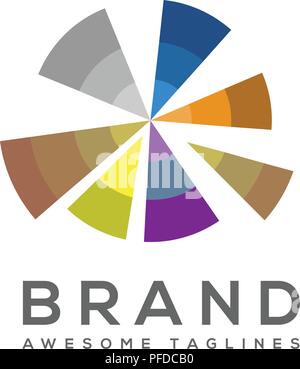 Abstract circle business company logo. Corporate circle rainbow color identity design element. Color circle segments mix, round spectrum logotype idea Stock Vector