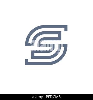 Capital letter S From interwoven strips logo vector, letter s Template for emblem, s letter logos and monograms. Stock Vector