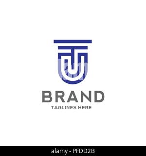 TJ letter logo design vector illustration template, T letter logo vector, letter T and J logo vector, creative Letter TJ letter logo Stock Vector