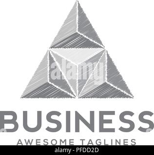 sketch triangle vector logo concept illustration. Pyramid triangle logo. Financial stability concept logo sign. Geometric logo sign Stock Vector