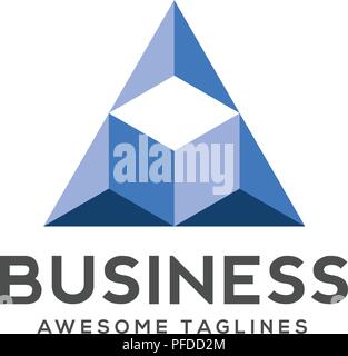 Abstract triangle and 3d square vector logo concept illustration. Pyramid triangle logo. Financial stability concept logo sign. Geometric logo sign. V Stock Vector