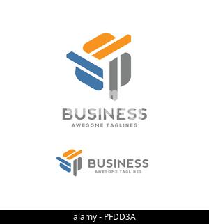 Abstract P letter vector technology logo, Power p vector, p letter logo,ppp logo, triple p logo, pd letter technology logo vector Stock Vector