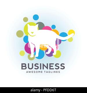 white cat bubble color logo , Cat vector logo design vector,Cat vector logo design. Pet shop, veterinary clinic logo. Stock Vector