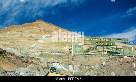 Cerro Rico (Cerro Potosí or Sumaq Urqu), a 4800m mountain famed for its silver mines, near the city of Potosi, Bolivia. Stock Photo