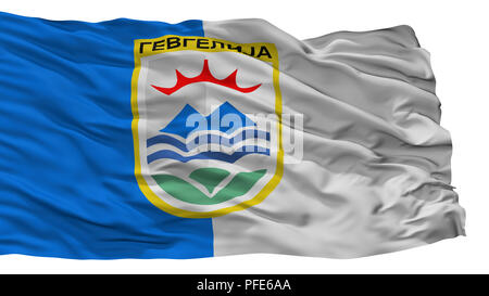 Gevgelija Municipality City Flag, Macedonia, Isolated On White Background Stock Photo