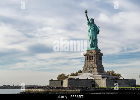 Statue of liberty  (dedicated on October 28, 1886) is one of the most famous icons of the USA Stock Photo