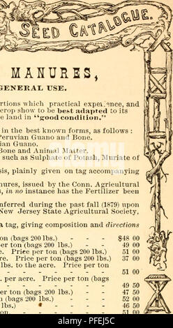 . Descriptive catalogue of a choice collection of vegetable, agricultural and flower seeds, gladiolus, lilies, and other summer flowering bulbs. Flowers Seeds Catalogs; Vegetables Seeds Catalogs; Nurseries (Horticulture) New York (State) Catalogs. MAPES'S COMPLETE MANURES FOR EACH CROP AND FOR GENERAL USE.. They supply all the required Ingredients, in the proportions Avhich practical expei.&lt;ince, and the feeding powers and composition (analysis) of each crop show to be best adapted to its successful and profitable growth. They leave the land in &quot;goodcondition.&quot; The leading element Stock Photo