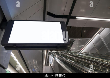 Blank display screen at the subway underground platform. Stock Photo