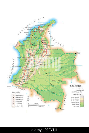 Map of Colombia Stock Photo