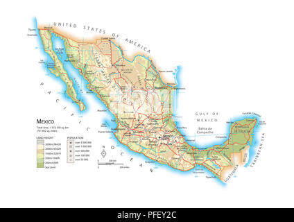 Map of Mexico Stock Photo