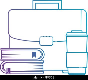portfolio briefcase with books and coffee Stock Vector