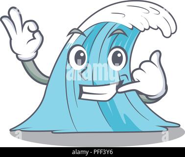Call me splash surf wave cartoon Stock Vector