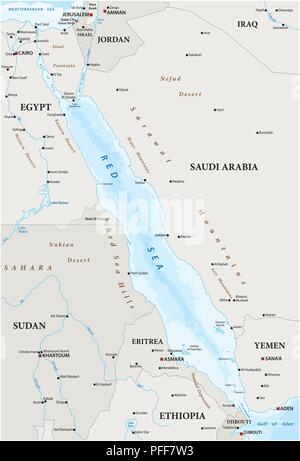 Map of the Red Sea with its neighboring countries Stock Vector Image ...