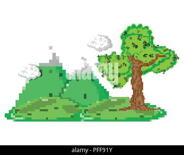 Pixelated forest scenery Stock Vector