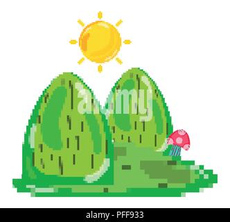 Pixelated forest scenery Stock Vector