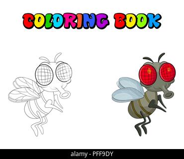 fly cartoon character vector design isolated on white background Stock Vector