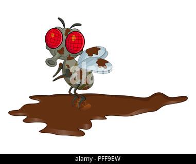 dirty fly cartoon character vector design isolated on white background Stock Vector