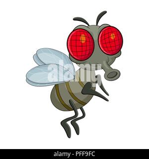 fly cartoon character vector design isolated on white background Stock Vector