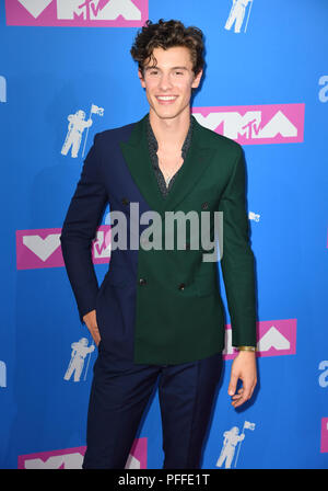 Shawn Mendes attending the 2018 MTV Video Music Awards held at Radio City Music Hall in Los Angeles, USA. Picture date: Monday August 20, 2018. See PA Story SHOWBIZ VMAs. Photo credit should read: PA/PA Wire Stock Photo