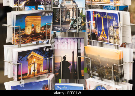 Paris postcards - Postcards of Paris sold on the street. France, Europe. Stock Photo