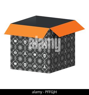 Big open box template with Halloween pattern Stock Vector