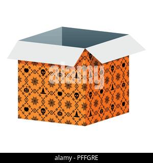 Big open box template with Halloween pattern Stock Vector