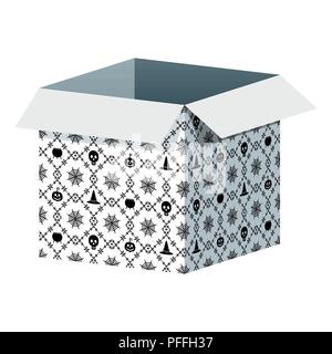 Big open box template with Halloween pattern Stock Vector
