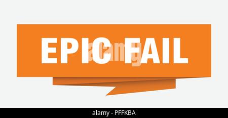 epic fail sign. epic fail paper origami speech bubble. epic fail tag. epic fail banner Stock Vector