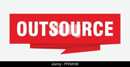 outsource sign. outsource paper origami speech bubble. outsource tag. outsource banner Stock Vector