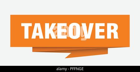 takeover sign. takeover paper origami speech bubble. takeover tag. takeover banner Stock Vector