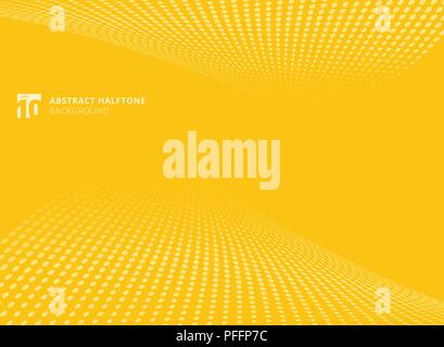 Abstract pattern dots yellow color halftone perspective background. Vector illustration Stock Vector