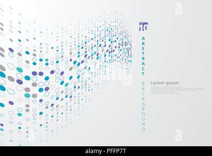 Abstract blue circle border pattern wave perspective background with copy space. Vector illustration Stock Vector
