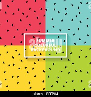Watermelon on colorful background with black seeds. Vector illustration Stock Vector